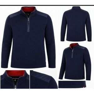 Tommy Bahama Mens XL Navy Blue Quilted Fleece Quarter Zip Pullover Sweater